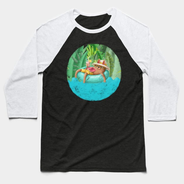 Cute cat on vacation Baseball T-Shirt by CaptainPixel